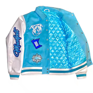 Blouson aviateur universitaire de baseball à broderie chenille personnalisé pour femmes veste polaire respirante en cuir de peau de mouton Design Letterman - Product Image 6