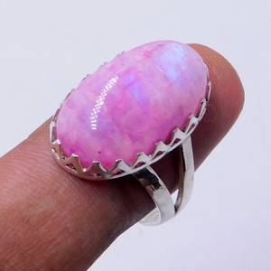 Anillo plateado de piedra lunar arcoíris para mujer, corte princesa múltiple, Blanco Natural, tratado térmicamente, perfecto regalo de aniversario de cumpleaños para - Product Image 3
