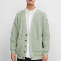 Top Trending Custom made Men's Casual Single Breasted Cardigan Sweater V-Neck Manga larga Knitted Men's Cardigans