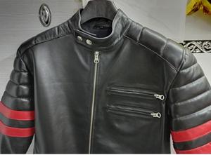 Veste de moto en cuir véritable pour hommes Différents modèles et styles pour la saison d'hiver avec fermeture éclair Veste de moto - Product Image 4