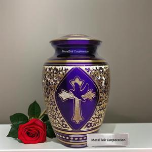 Brass Cremation Urn Hand Engraved Holdy Cross Bird Adult Style <b>Keepsake</b> Memorial <b>Ashes</b> Jar for Human <b>Pet</b> Funeral Wholesale Price - Product Image 1