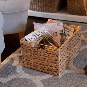 Panier de rangement en jacinthe d'eau tissé à la main Panier de rangement en jacinthe d'eau naturelle tissé à la main Panier en jacinthe d'eau naturelle - Product Image 3