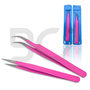 Pince à épiler greffée de cils de beauté de forme personnalisée pour cils classiques et cils de volume pince à épiler rose pour extension de cils - Product Image 6