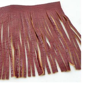 Vestido de falda de cuero de vaca marrón Premium de alta demanda con adornos de flecos Prendas de calidad para proveedores de joyería India - Product Image 1