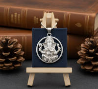 Collier pendentif Ganesha plaqué or rose, cadre rond, charme du dieu éléphant hindou, bijoux spirituels faits à la main