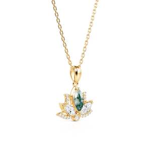 Collier Jeulia Gold Lotus avec agate mousse taille marquise - Product Image 3
