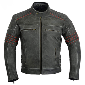 Veste de moto en cuir pour hommes personnalisée OEM noire Cafe Racer style motard avec tailles personnalisées pour hommes - Product Image 1