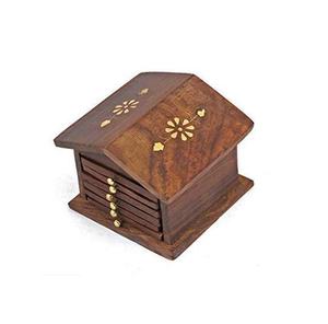 Ensemble de 4 sous-verres faits à la main en bois naturel pur de grande qualité avec un revêtement de couleur marron à très faible coût - Product Image 4