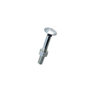 ROUND HEAD BOLT Zinc plated <b>Square</b> under head Resistance 4.8 Partial thread Supplied with <b>nut</b> - Product Image 1