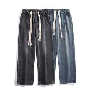 กางเกงยีนส์เอวยางยืดสำหรับผู้ชาย, กางเกงผ้าฝ้าย100% ระบายอากาศได้ดีพร้อมกระดุมตกแต่งสำหรับฤดูใบไม้ผลิฤดูร้อนฤดูใบไม้ร่วงฤดูหนาว - Product Image 6