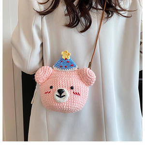 Crochet New <b>Cute</b> Cotton Fashion Portable Handmade Woven Birthday <b>Bear</b> Crossbody Bag Woman Gift Cartoon Coin Purse - Product Image 2