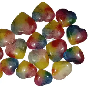 100% natural rainbow solar quartz heart cabochon top Quality yellow lace agate gemstone Hammered Loose stone For Jewelry makin