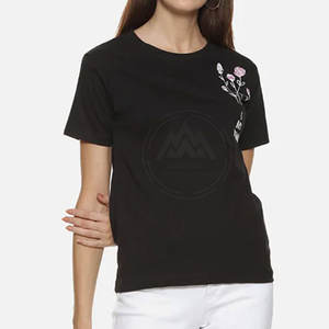 Mejor venta Top diseño mujer Camiseta cuello redondo longitud Regular buena tela mujeres camisetas en Stock - Product Image 5