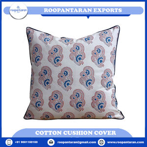 Meilleure vente 100% coton main bloc imprimé housses de coussin 20 feuilles tissu doux passepoil floral tissé pour canapé décorateurs - Product Image 6