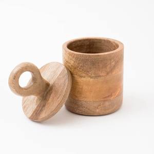 Frascos de madera para cocina, juego de botes de almacenamiento, venta al por mayor, frascos de madera natural para café en polvo, contenedor de especias - Product Image 2