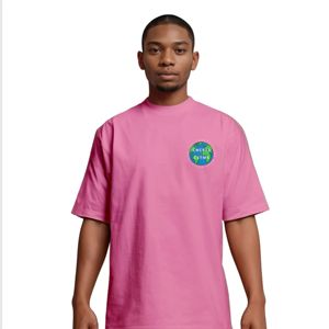 เสื้อยืดโอเวอร์ไซส์ผ้าฝ้าย100% พรีเมี่ยมสีชมพู200แกรมเสื้อยืดลายกราฟิกเสื้อยืดอเมริกันแฟชั่นเครื่องแต่งกายลำลองในเมือง - Product Image 1