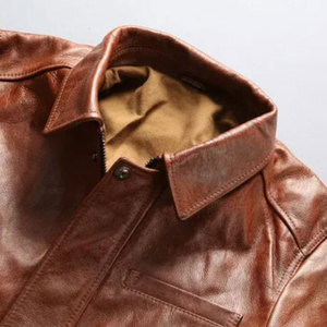 แจ็คเก็ตหนังแท้สั่งทำสำหรับขายส่ง ผ้าหนังวัวแท้ แจ็คเก็ตแฟชั่นผู้ชาย แจ็คเก็ตหนังแท้ทำมือระดับพรีเมียมสำหรับผู้ชาย - Product Image 3