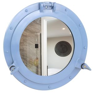 Espejo de ojo de buey de aluminio con decoración de pared náutica pulida de cromo níquel - Product Image 6