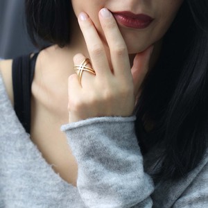 Double X Design <b>Adjustable</b> Plain <b>Ring</b> Gold Plated Turkish Wholesale Handcrafted 925 Silver Jewelry Trendy Fine Jewellery - Product Image 2
