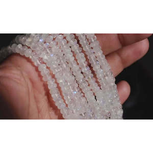 Brins de perles de pierre de lune arc-en-ciel 5-6mm, coupes brillantes lisses, rondelles polies, opale naturelle, grenat blanc, couleurs éclatantes, certifiées GIA - Product Image 4