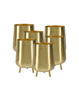 Ensemble de 3 pots de fleurs d'intérieur en laiton martelé rustique vintage, pots ronds décoratifs en métal pour succulentes et fleurs, pot de fleurs en métal - Product Image 3