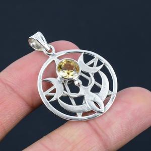 Citrine pierres précieuses pendentif bijoux pour femmes argent Boho Style bijoux 925 argent Sterling tendance à la main pendentif cadeau pour elle - Product Image 4