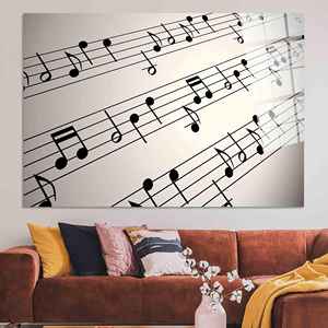 Impression sur toile de notes de musique minimalistes et élégantes : Art mural moderne, ART SUR VERRE TÉMPERÉ - Product Image 1