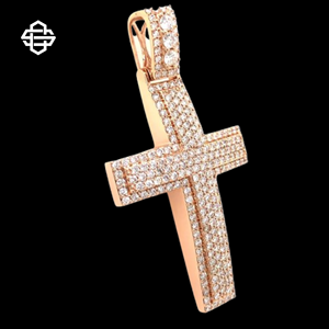 Hiphop Moissanite Iced Out Cruz colgante oro rosa Bling collar joyería religiosa personalizada para hombres - Product Image 3