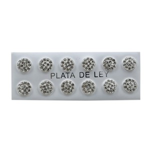Orecchini a mosaico rotondi in argento Sterling 925 bianco 7mm 6 paia di accessori di moda eleganti - Product Image 1
