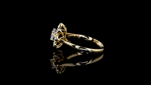 Anillo Solitario Clásico con Diseño Floral |    Anillo de Diamante Cultivado en Laboratorio con Corte Redondo en Oro Amarillo, Ideal para Bodas y Regalos - Product Image 3