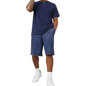 T-shirt à manches courtes pour homme en coton biologique surdimensionné vintage à lavage acide uni à col rond respirant imprimé sur écran personnalisé - Product Image 1