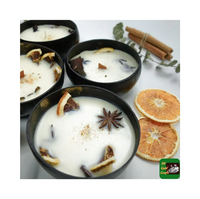 Lilin wangi mangkuk kelapa lilin lilin lilin kedelai buatan tangan unik dengan bunga kering dan kristal mewah di cangkang kelapa