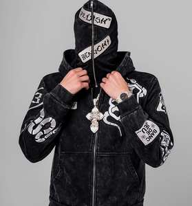 Veste d'hiver décontractée pour homme de haute qualité, en polyester/coton, avec fermeture éclair 1/4, manches longues, en denim, en molleton français, respirante, coupe-vent - Product Image 3