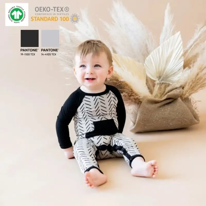 GRS GOTS Certified Bamboo Cotton Onesie Baby Clothes Wholesale Baby Jumpsuit Cute Printing Baby Onesie