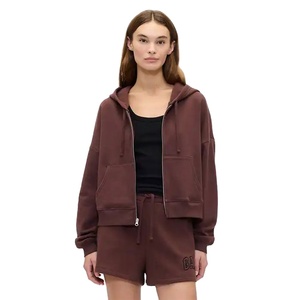 Veste streetwear décontractée en molleton de coton doux à capuche zippée à la mode pour femmes haut à manches longues pour femmes avec taille et impression personnalisées - Product Image 4