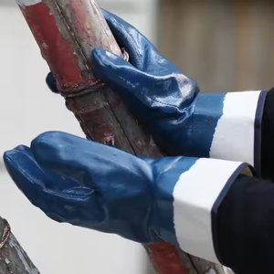 Doublure en maillot robuste <span class=keywords><strong>Gants</strong></span> de travail enduits de nitrile bleu entièrement enduits Manchette de sécurité <span class=keywords><strong>Gants</strong></span> en nitrile résistants aux produits chimiques résistants à l'huile - Product Image 2