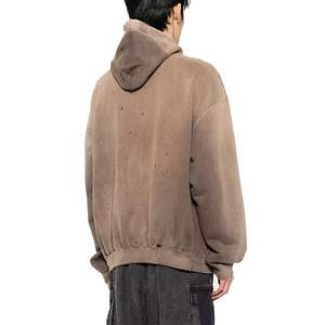 เสื้อสเวตเตอร์แบบมีฮู้ดผ่าไหล่มีฮู้ดพิมพ์ลายกรดย้อมสีวินเทจไฮสตรีทแบบกำหนดเอง - Product Image 4