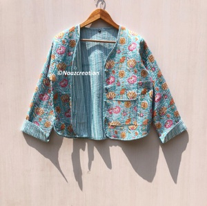 Vestes matelassées florales faites à la main en coton, style bohème, pour l'automne et l'hiver, veste manteau streetwear, veste matelassée réversible bohème - Product Image 1