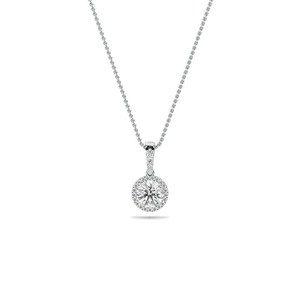 Pendentif halo simple avec diamant rond taillé halo de 0,50 ct, diamant de laboratoire en platine, pour tenue de mariée ou de soirée - Product Image 3