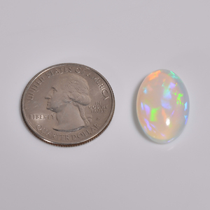 Opale de feu bleue éthiopienne, forme ovale, cabochon, pierre précieuse en opale de feu pour bijoux, opale de taille calibrée 21,0 x 13,75 x 7,4 mm - Product Image 5