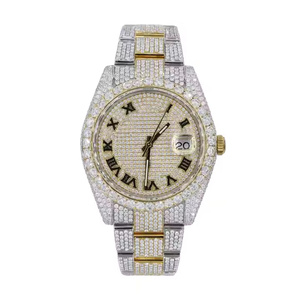 Montre chronographe en quartz avec diamants en moissanite haut de gamme pour homme, cadran audacieux, boîtier en acier premium, design de pièce de monnaie antique, 5 mm - Product Image 4
