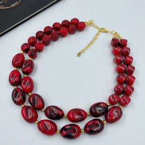 Bois et résine perles Vintage résine colliers pour femmes fête de mariage gitane bijoux cadeau collier bijoux de mode - Product Image 6