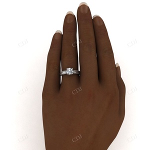 Anillo de moissanita de Plata de Ley 925, joyería de compromiso de Milgrain Vintage de corte redondo de oro blanco único, venta al por mayor - Product Image 4