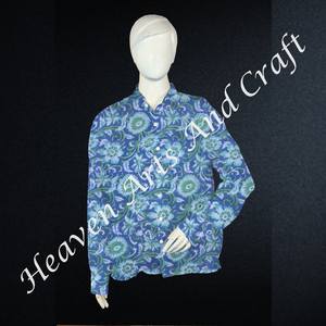 Casual para mujer bloque de mano impreso Floral algodón étnico desgaste indio verano camisa India y Pakistán ropa - Product Image 5