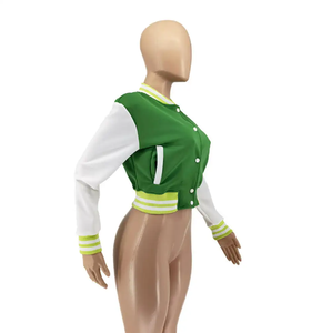Customized Women's Winter Varsity <b>Jackets</b> Wool Body Turtleneck Collar Quick Dry Indoor Outdoor Baseball Letterman Patches - Product Image 3
