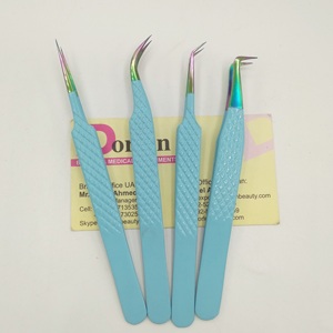 Pinzas profesionales para pestañas recubiertas de Color con puntas de arcoíris, pinzas postizas personalizadas de acero sostenible para extensión de pestañas - Product Image 1