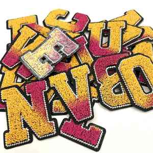 New Heat Press Embroidered Towel Chenille Patches for Clothing Custom No Minimum <b>Velcro</b> Sweatshirt Sports Cheer Chenille Patch - Product Image 6