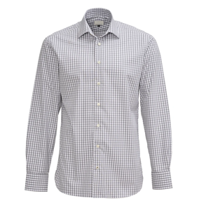 New Deal Chemise décontractée formelle à manches longues et au design mince et élégant pour hommes Chemise en fibre de coton teinte unie et respirante à carreaux - Product Image 5