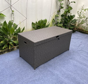 Cajas de almacenamiento impermeables de mimbre para patio, forma rectangular, cierre de extremo de jardín, unidad de almacenamiento hecha en Vietnam - Product Image 2