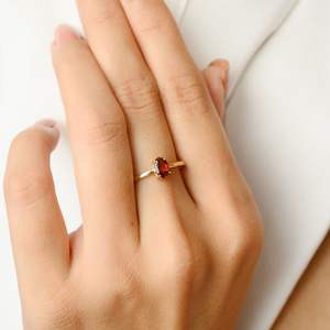 ล่าสุดคอลเลกชันหรูหราของ Handmade โกเมนธรรมชาติรูปไข่ตัดโอชะแหวน 18 พันสีเหลืองทอง Prong การตั้งค่าชุดเครื่องประดับ - Product Image 2